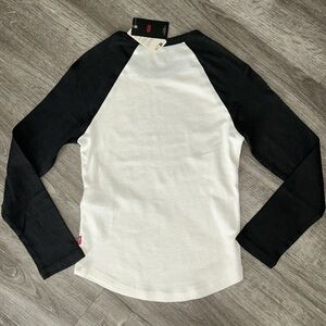 Black and White Long Sleeve Raglan Tee